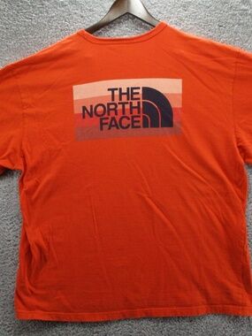 North Face Shirt Adult XL Orange Black Outdoors Athletic Hiker Mens